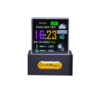 Crystal Cube Photo Display Holographic Desktop Smart Weather Station Digital Clock with GIF Animations Album