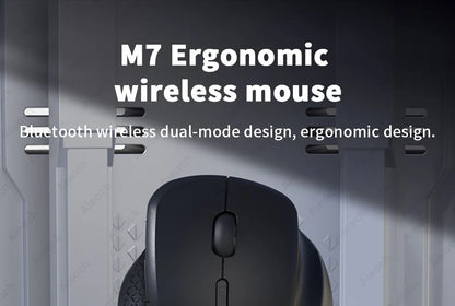 Dual Mode Wireless Computer Mouse 1600 DPI M7 Rechargeable Ergonomic Bluetooth Mouse for Laptop/Notebook/Ipad/Tablet/Mac/Chromebook