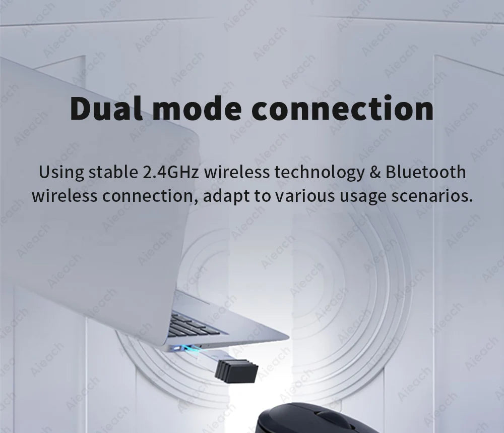 Dual Mode Wireless Computer Mouse 1600 DPI M7 Rechargeable Ergonomic Bluetooth Mouse for Laptop/Notebook/Ipad/Tablet/Mac/Chromebook