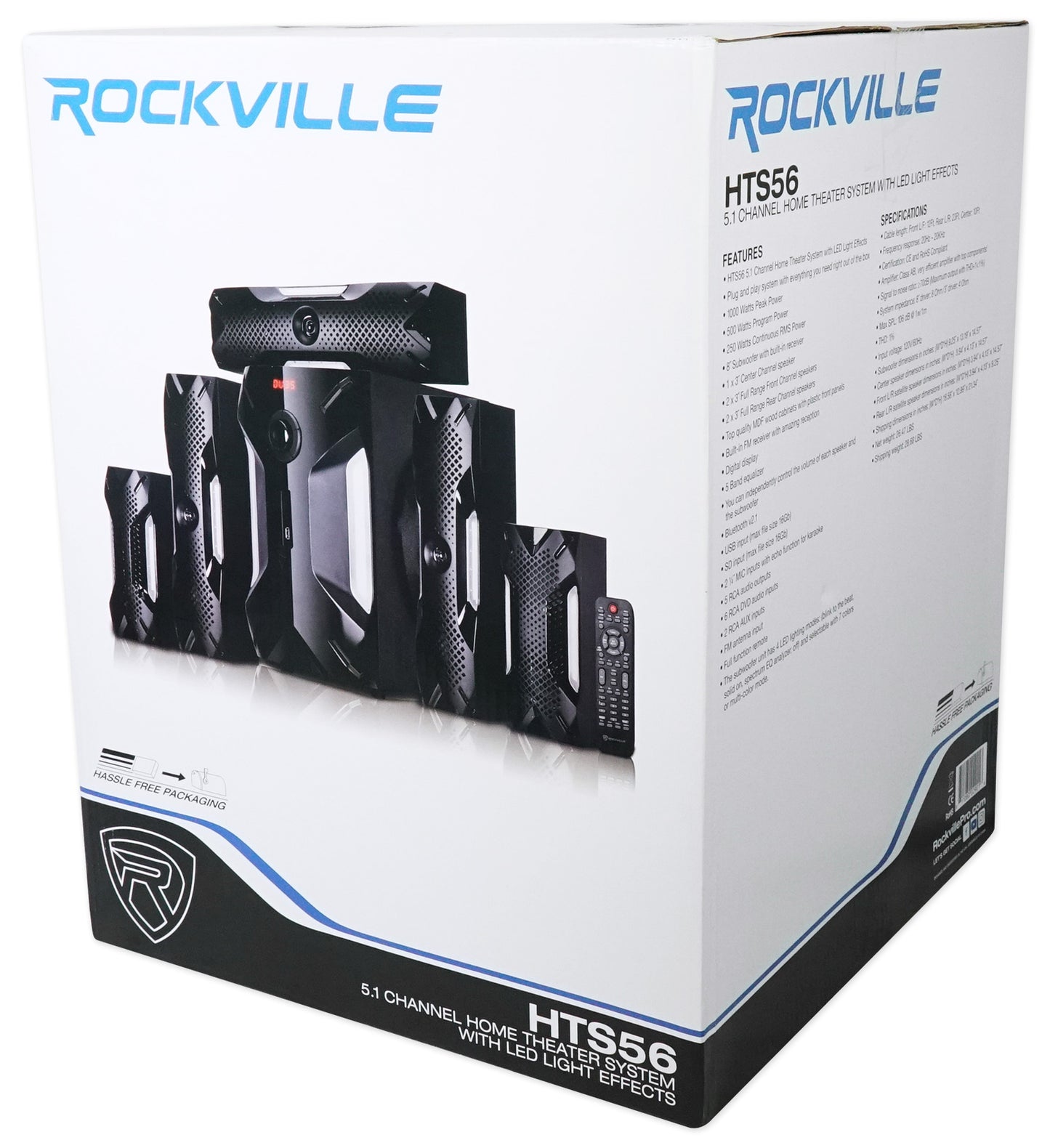Rockville HTS56 1000W 5.1 Channel Home Theater System/Bluetooth