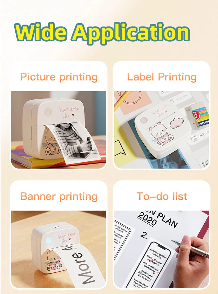 Xiaomi B2 Mini Portable Bluetooth Thermal Inkless Printer Photo Printing, Stickers, Label Maker Android iPhone Compatible