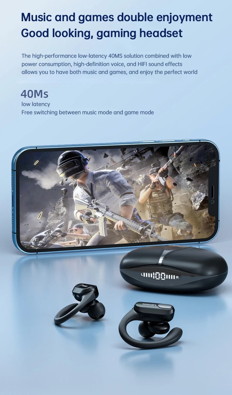 Lenovo XT80 Wireless Sport Earphones with Mic, LED Power Display, Hifi Stereo Sound, Bluetooth 5.3, TWS Head phones