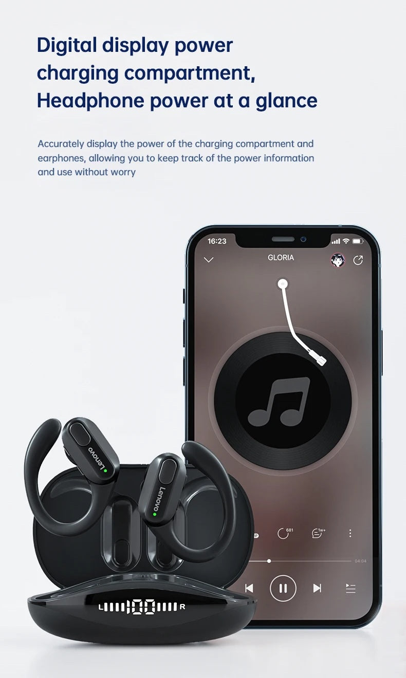 Lenovo XT80 Wireless Sport Earphones with Mic, LED Power Display, Hifi Stereo Sound, Bluetooth 5.3, TWS Head phones