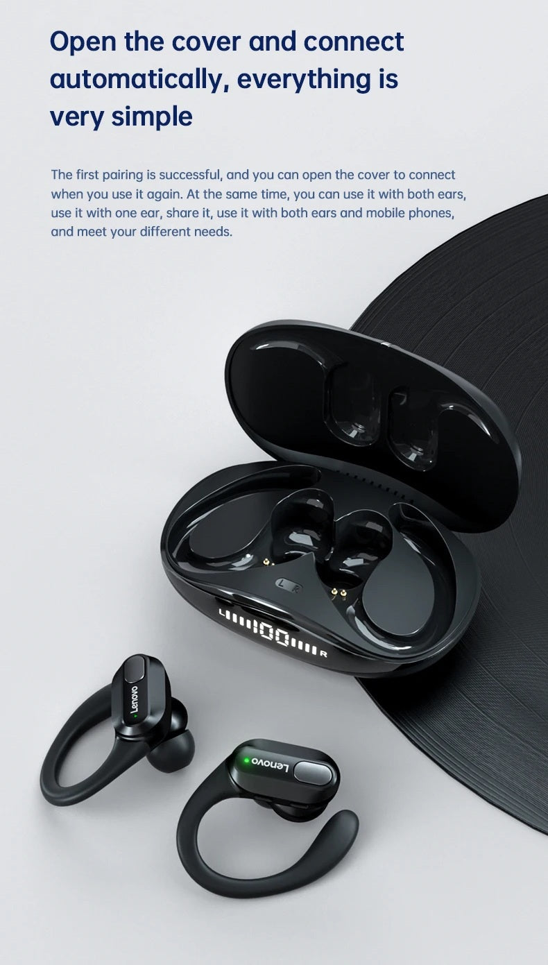 Lenovo XT80 Wireless Sport Earphones with Mic, LED Power Display, Hifi Stereo Sound, Bluetooth 5.3, TWS Head phones