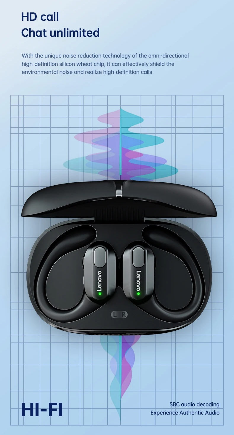 Lenovo XT80 Wireless Sport Earphones with Mic, LED Power Display, Hifi Stereo Sound, Bluetooth 5.3, TWS Head phones